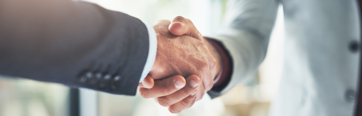Two people shaking hands.