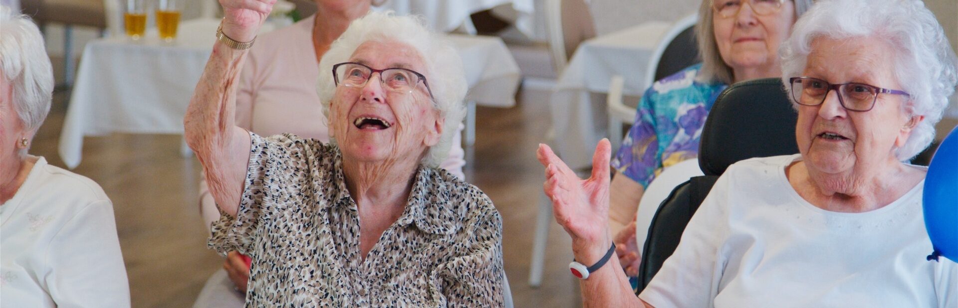A group of seniors in a retirement home.