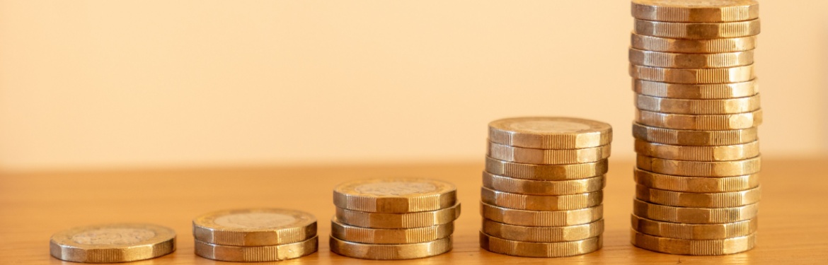 Stacks of £1 coins.