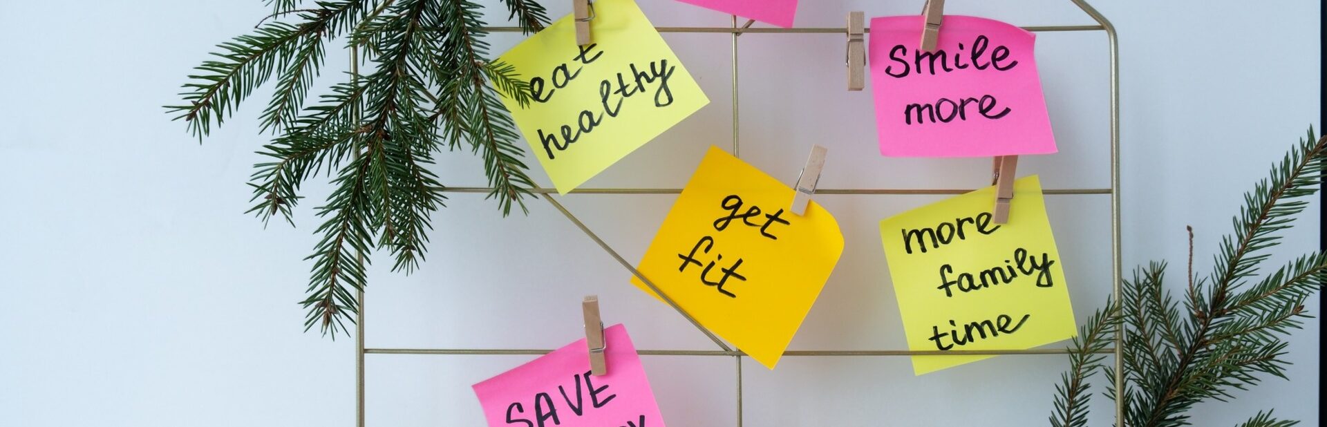 Set of goals on a vision board.