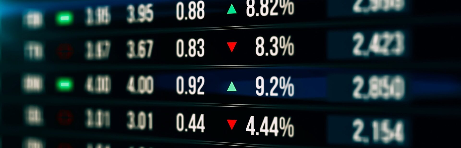 A screen showing stock market movements.
